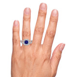 Photo of Evanthe 2 CT. T.W. Sapphire and Diamond Trio Matching Wedding Ring Set 14K Rose Gold [BR891R-C000] [HT-2]