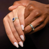 Photo of Evanthe 2 Carat T.W. Sapphire and Diamond Trio Matching Wedding Ring Set 14K Yellow Gold [BT891Y-C000]