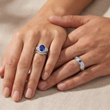 Photo of Holly 2 CT. T.W. Sapphire and Diamond Trio Matching Wedding Ring Set 10K White Gold [BT892W-C000]