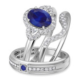 Photo of Holly 2 CT. T.W. Sapphire and Diamond Trio Matching Wedding Ring Set 10K White Gold [BT892W-C000]