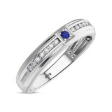 Photo of Holly 2 Carat T.W. Sapphire and Diamond Trio Matching Wedding Ring Set 14K White Gold [BT892WM]