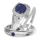 Photo of Erica 2 1/10 CT. T.W. Sapphire and Diamond Trio Matching Wedding Ring Set 10K White Gold [BT893W-C000]