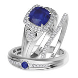Photo of Erica 2 1/10 Carat T.W. Sapphire and Diamond Trio Matching Wedding Ring Set 14K White Gold [BT893W-C000]