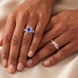 Photo of Lone 2 1/3 Carat T.W. Sapphire and Diamond Trio Matching Wedding Ring Set 10K Rose Gold [BT894R-C000]