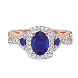 Photo of Lone 2 1/3 Carat T.W. Sapphire and Diamond Trio Matching Wedding Ring Set 10K Rose Gold [BT894RE-C000]