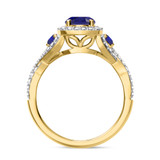 Photo of Lone 2 1/3 Carat T.W. Sapphire and Diamond Trio Matching Wedding Ring Set 10K Yellow Gold [BT894YE-C000]