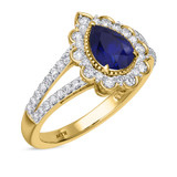 Photo of Kana 2 1/3 Carat T.W. Sapphire and Diamond Trio Matching Wedding Ring Set 14K Yellow Gold [BT895YE-C000]