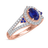 Photo of Kantuta 1 1/2 CT. T.W. Sapphire and Diamond Trio Matching Wedding Ring Set 14K Rose Gold [BT896RE-C000]