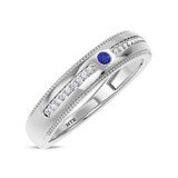 Photo of Kantuta 1 1/2 CT. T.W. Sapphire and Diamond Trio Matching Wedding Ring Set 14K White Gold [BT891WM]