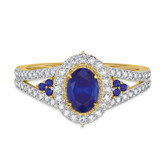 Photo of Kantuta 1 1/2 CT. T.W. Sapphire and Diamond Trio Matching Wedding Ring Set 10K Yellow Gold [BT896YE-C000]