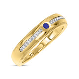 Photo of Kantuta 1 1/2 CT. T.W. Sapphire and Diamond Trio Matching Wedding Ring Set 14K Yellow Gold [BT891YM]