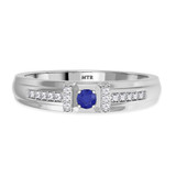 Photo of Bryony 1 5/8 CT. T.W. Sapphire and Diamond Trio Matching Wedding Ring Set 14K White Gold [BT897WM]