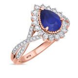 Photo of Liana 2 1/10 Carat T.W. Sapphire and Diamond Trio Matching Wedding Ring Set 14K Rose Gold [BT898RE-C000]