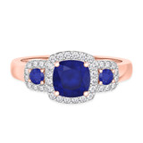 Photo of Kalina 1 3/4 CT. T.W. Sapphire and Diamond Trio Matching Wedding Ring Set 10K Rose Gold [BT899RE-C000]