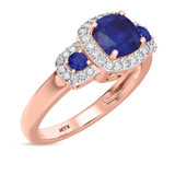 Photo of Kalina 1 3/4 CT. T.W. Sapphire and Diamond Trio Matching Wedding Ring Set 10K Rose Gold [BT899RE-C000]