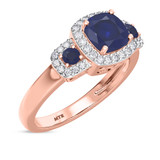 Photo of Kalina 1 3/4 CT. T.W. Sapphire and Diamond Trio Matching Wedding Ring Set 14K Rose Gold [BT899RE-C000]