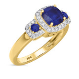 Photo of Kalina 1 3/4 Carat T.W. Sapphire and Diamond Trio Matching Wedding Ring Set 14K Yellow Gold [BT899YE-C000]