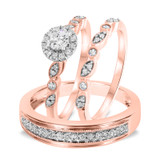 Photo of Jocelyn 1 1/8 ct tw. Diamond Round Solitaire Trio Set 14K Rose Gold [BT909R-R023]