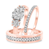 Photo of Florance 1 1/4 ct tw. Diamond Fancy Cluster Trio Set 14K Rose Gold [BT910R-C000]