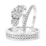 Photo of Florance 1 1/4 ct tw. Diamond Fancy Cluster Trio Set 14K White Gold [BT910W-C000]