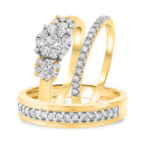 Photo of Florance 1 1/4 ct tw. Diamond Fancy Cluster Trio Set 14K Yellow Gold [BT910Y-C000]