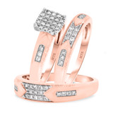 Photo of Micah 1/2 ct tw. Diamond Princess Cluster Trio Set 14K Rose Gold [BT914R-C000]