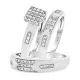 Photo of Micah 1/2 ct tw. Diamond Princess Cluster Trio Set 14K White Gold [BT914W-C000]