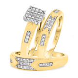 Photo of Micah 1/2 ct tw. Diamond Princess Cluster Trio Set 14K Yellow Gold [BT914Y-C000]