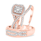 Photo of Blair 1 1/4 ct tw. Diamond Cushion Cluster Trio Set 10K Rose Gold [BT915R-C000]