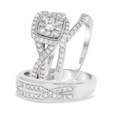 Photo of Blair 1 1/4 ct tw. Diamond Cushion Cluster Trio Set 14K White Gold [BT915W-C000]