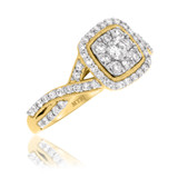 Photo of Blair 1 1/4 ct tw. Diamond Cushion Cluster Trio Set 10K Yellow Gold [BT915YE-C000]