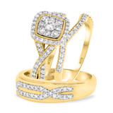 Photo of Blair 1 1/4 ct tw. Diamond Cushion Cluster Trio Set 14K Yellow Gold [BT915Y-C000]