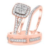 Photo of Emer 1 1/5 ct tw. Diamond Cushion Cluster Trio Set 10K Rose Gold [BT916R-C000]