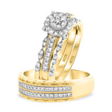 Photo of Jules 3/4 ct tw. Diamond Round Cluster Trio Set 14K Yellow Gold [BT917Y-C000]