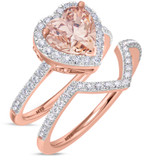 Photo of Amber 2 1/2 Carat T.W. Morganite and Diamond Matching Bridal Ring Set 10K Rose Gold [BR260R-C000]