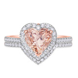 Photo of Amber 2 1/2 CT. T.W. Morganite and Diamond Matching Bridal Ring Set 14K Rose Gold [BR260R-C000]