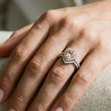 Photo of Amber 2 1/2 Carat T.W. Morganite and Diamond Matching Bridal Ring Set 10K White Gold [BR260W-C000]
