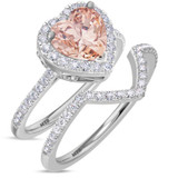 Photo of Amber 2 1/2 Carat T.W. Morganite and Diamond Matching Bridal Ring Set 14K White Gold [BR260W-C000]