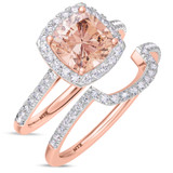 Photo of Iris 2 1/2 Carat T.W. Morganite and Diamond Matching Bridal Ring Set 14K Rose Gold [BR261R-C000]