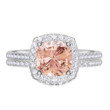Photo of Iris 2 1/2 CT. T.W. Morganite and Diamond Matching Bridal Ring Set 10K White Gold [BR261W-C000]