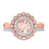 Photo of Charaya 1 3/8 Carat T.W. Morganite and Diamond Matching Bridal Ring Set 10K Rose Gold [BR262R-C000]