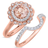 Photo of Charaya 1 3/8 Carat T.W. Morganite and Diamond Matching Bridal Ring Set 10K Rose Gold [BR262R-C000]