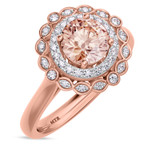 Photo of Charaya 1 3/8 CT. T.W. Morganite and Diamond Matching Bridal Ring Set 14K Rose Gold [BT262RE-C000]
