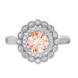 Photo of Charaya 1 3/8 CT. T.W. Morganite and Diamond Matching Bridal Ring Set 10K White Gold [BT262WE-C000]