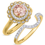 Photo of Charaya 1 3/8 CT. T.W. Morganite and Diamond Matching Bridal Ring Set 10K Yellow Gold [BR262Y-C000]