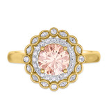 Photo of Charaya 1 3/8 CT. T.W. Morganite and Diamond Matching Bridal Ring Set 10K Yellow Gold [BT262YE-C000]