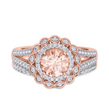 Photo of Pembe 1 1/2 CT. T.W. Morganite and Diamond Matching Bridal Ring Set 10K Rose Gold [BR263R-C000]