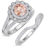 Photo of Pembe 1 1/2 Carat T.W. Morganite and Diamond Matching Bridal Ring Set 10K White Gold [BR263W-C000]