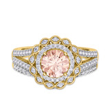 Photo of Pembe 1 1/2 CT. T.W. Morganite and Diamond Matching Bridal Ring Set 14K Yellow Gold [BR263Y-C000]