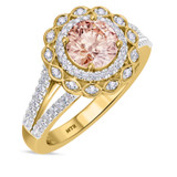 Photo of Pembe 1 1/2 CT. T.W. Morganite and Diamond Matching Bridal Ring Set 14K Yellow Gold [BT263YE-C000]